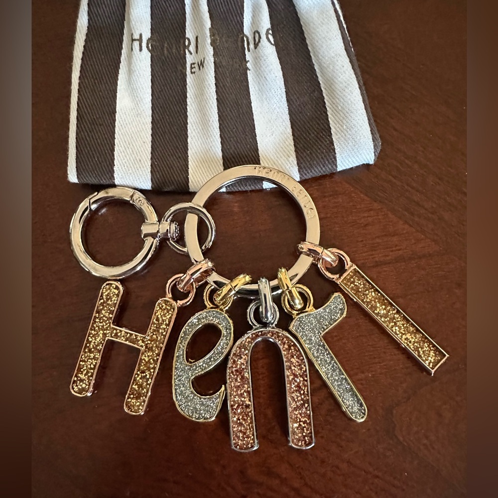 Iconic Henri Bendel Signature Letter Charm Key Fob Bag Charm